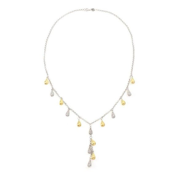Estate 2.00ct Diamond 14k Gold Teardrop Necklace - Picture 3 of 4